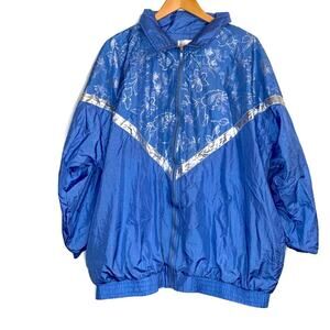 Blue Silver Track Suit Women's Lined 1X 2 PIECE Blue Silver Vintage 80s 90s
